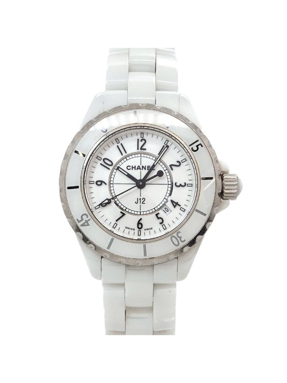 Chanel 33 Watch Date White Ceramic Quartz